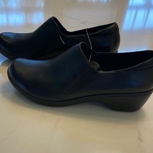 Clarks Black Leather Mules